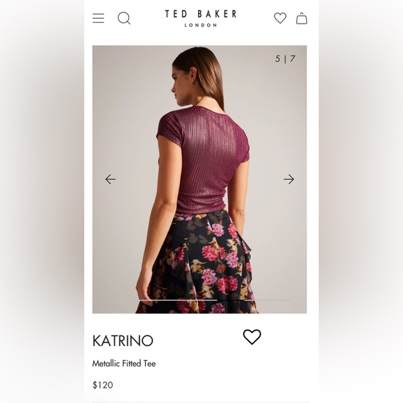 Metallic Ted baker sage shimmer striped short sleeve tee - Picture 6 of 8